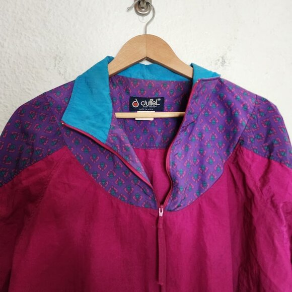 Duffel Sportswear Vintage Windbreaker Jacket Pink Purple Teal Women's Size Med - Picture 5 of 9